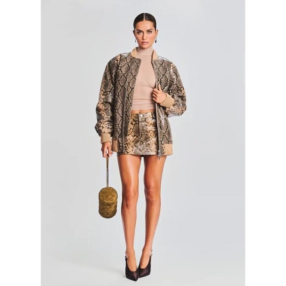 retrofete Halle Leather Jacket in Tannin Snake XSmall New Womens Coat - Picture 11 of 16